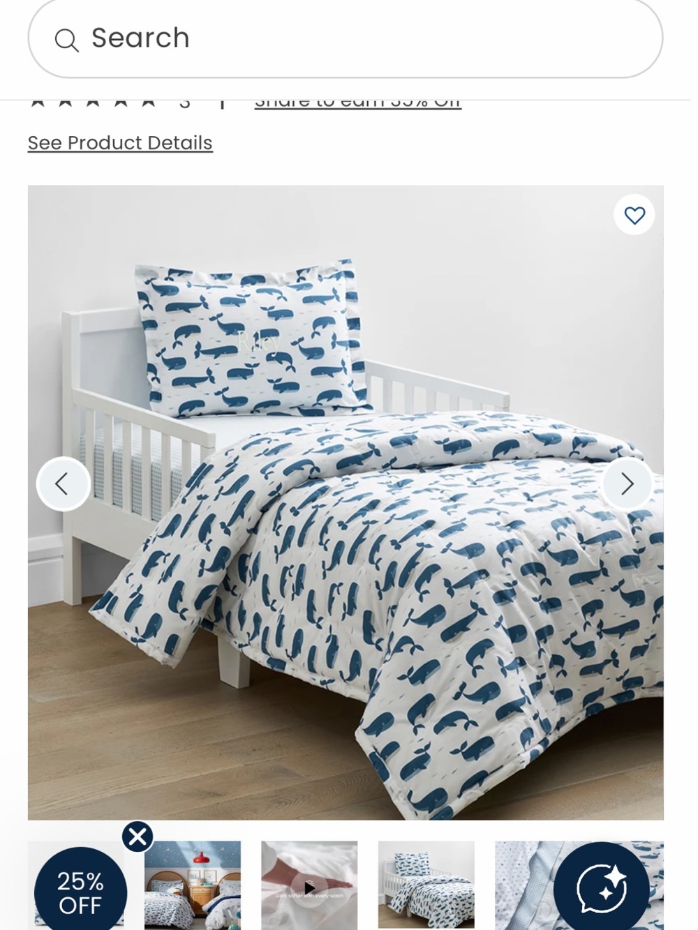 The Company Store White and Blue Whale Toddler Comforter